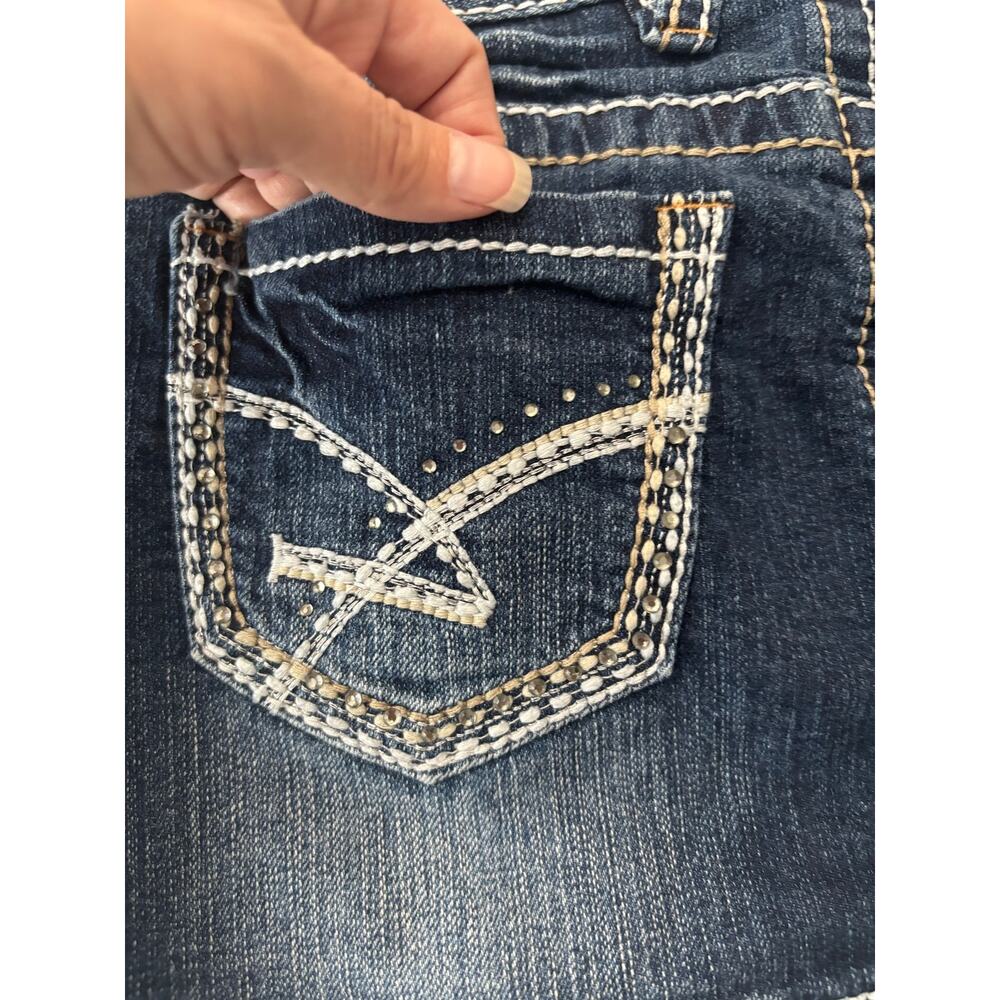 Y2K Amethyst micro mini denim jean skirt sz 0 blue festival cowgirl summer hot - Picture 8 of 8